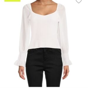 French Connection Maia Krista Crepe Ribbed Top. Summer White. Size xsmall. New.